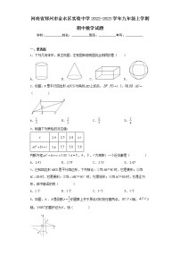 河南省郑州市金水区实验中学2022-2023学年九年级上学期期中数学试题