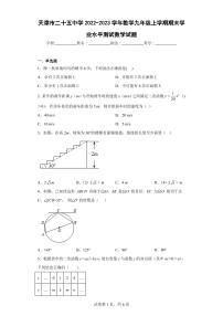天津市二十五中学2022-2023学年数学九年级上学期期末学业水平测试数学试题