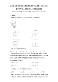 山东省东营市东营区东营区实验中学（五四制）2022-2023学年九年级上学期（线上）期末数学试题