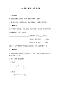 初中数学鲁教版 (五四制)六年级下册第五章  基本平面图形1 线段、射线、 直线学案及答案