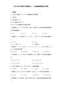 2023年中考数学专题复习：二次函数的图形及性质训练(含答案)