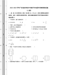 2022-2023学年广东省深圳市中考数学专项提升仿真模拟试题（二模三模）含解析