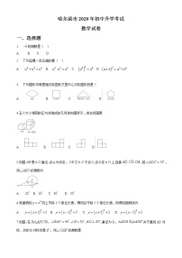 初中数学中考复习 黑龙江省哈尔滨市2020年中考数学试题（word版，无答案）