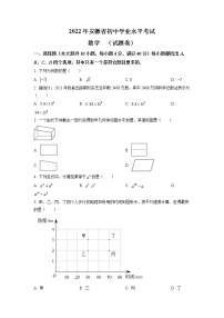 初中数学中考复习 精品解析：2022年安徽省中考数学真题 （原卷版）