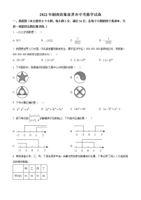 初中数学中考复习 精品解析：2022年湖南省张家界市中考数学真题（原卷版）