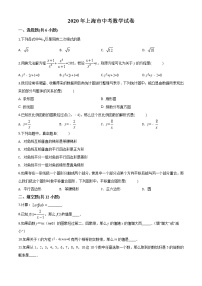 初中数学中考复习 精品解析：上海市2020年中考数学试题（原卷版）