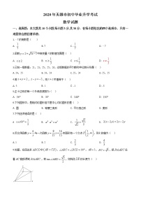 初中数学中考复习 精品解析：江苏省无锡市2020年中考数学试题（原卷版）