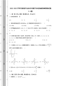2022-2023学年甘肃省平凉市中考数学专项突破仿真模拟试题（一模二模）含解析