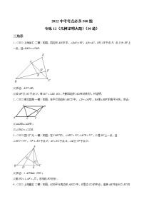 初中数学中考复习 专练12（几何证明大题）（30题）2022中考数学考点必杀500题（通用版）（原卷版）