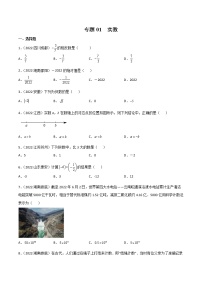 初中数学中考复习 专题01 实数-2022年中考数学真题分项汇编（全国通用）（原卷版）