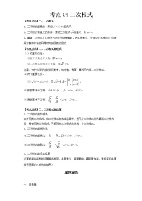 2022-2023 数学北师大版新中考精讲精练 考点04二次根式