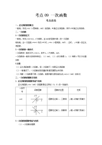 2022-2023 数学鲁教版新中考精讲精练 考点09 一次函数