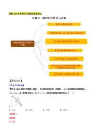 初中数学中考复习 专题12 圆的有关性质与计算 （解析版）