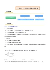 初中数学中考复习 专题25  三角形的有关概念和性质【考点精讲】（原卷版）