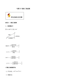 初中数学中考复习 专题28 锐角三角函数(原卷版)