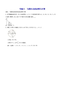 初中数学中考复习 专题八 与圆有关的证明与计算(原卷版)