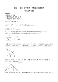 黑龙江省绥化市绥棱县克音河学校2022-2023学年八年级（五四学制）上学期期末考试数学试题(含答案)