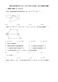 泰兴市洋思中学2021-2022学年七年级3月月考数学试题（含解析）