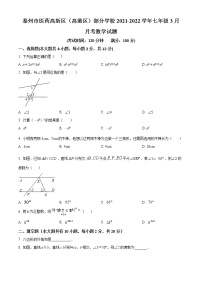 泰州市医药高新区（高港区）部分学校2021-2022学年七年级3月月考数学试题（含解析）