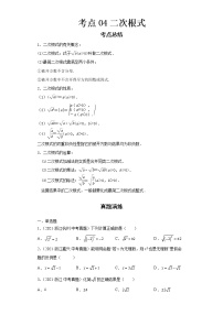 2022-2023 数学浙教版新中考精讲精练 考点04二次根式