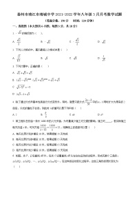 泰州市靖江市靖城中学2021-2022学年八年级3月月考数学试题（含解析）