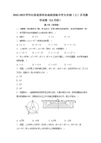 2022-2023学年江苏省苏州市高新实验中学九年级（上）月考数学试卷（12月份）(解析版)