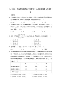 初中数学人教版七年级下册8.4 三元一次方程组的解法一课一练