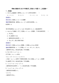 专题13 二次函数一——【备考2023】中考数学二轮专题过关练学案（教师版+学生版）