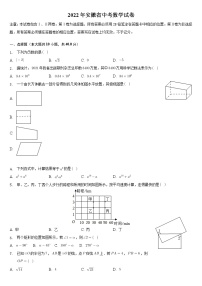 安徽省2022年中考数学试卷（word，含解析）