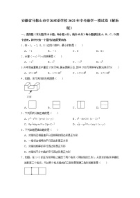 2022年安徽省马鞍山市中加双语学校 中考数学一模试卷(含答案)