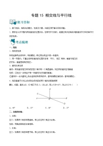 中考数学一轮复习15相交线与平行线讲义（2份打包，教师版+原卷版）