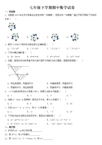 江苏省盐城2023年七年级下学期期中数学试卷【含答案】