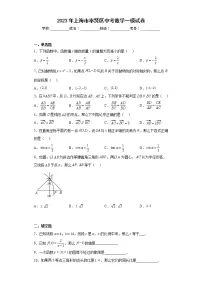 2023年上海市奉贤区中考数学一模试卷(含详细答案)