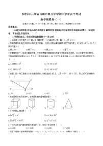 2023年云南省昆明市第八中学初中学业水平考试九年级第二学期数学模拟卷（一）(含答案)