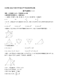 2022年江西省萍乡市九年级初中学业水平考试适应性（三）数学试题（含答案）