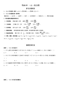 【微点·一轮考点】考向09 一元一次方程-2023届中考数学一轮复习考点专题复习大全（全国通用）