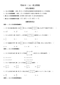 【微点·一轮考点】考向10 二元一次方程组-2023届中考数学一轮复习考点专题复习大全（全国通用）