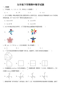 黑龙江省大庆市2023年九年级下学期期中数学试题【含答案】