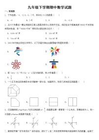 黑龙江省大庆市2023年九年级下学期期中数学试题【含答案】