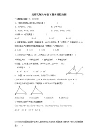 北师大版数学七年级下册 期末模拟检测（无答案）