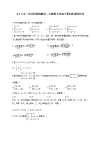 初中数学人教版七年级下册8.4 三元一次方程组的解法课时训练