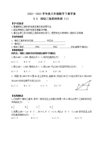 初中数学鲁教版 (五四制)八年级下册8 相似三角形的性质导学案及答案