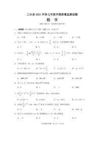 四川省绵阳市三台县2021-2022学年七年级上学期半期质量监测数学试卷(含答案)