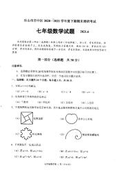 四川省乐山市2020-2021学年七年级下学期期末调研考试数学试卷（扫描版，无答案）