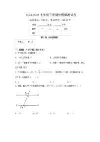 2022-2023学年苏科版七年级数学下册期中模拟测试卷（南通卷）（原卷+解析）