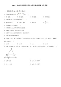 2023.1济南市外国语中学八年级上数学期末（含答案）