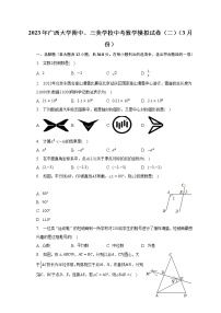 2023年广西大学附中、三美学校中考数学模拟试卷（二）（3月份）（含解析）