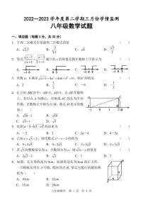 山东省济宁市金乡县2022-2023学年八年级下学期三月份学情监测数学试卷(含答案)