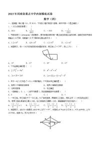 2023年河南省郑州外国语中考一模数学试题(含答案)