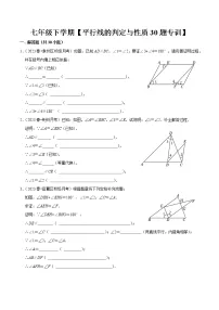 2022-2023年人教版数学七年级下册专项复习精讲精练：平行线的判定与性质证明题专训30题